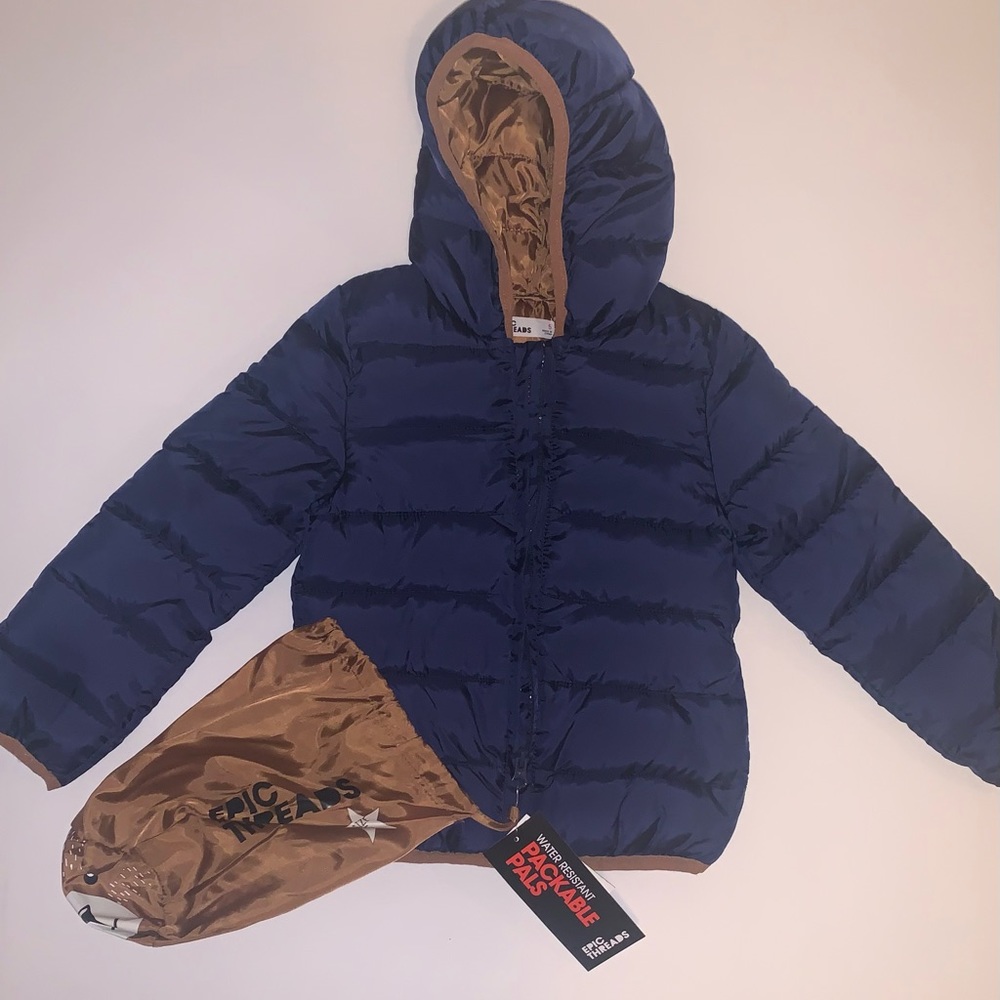 Epic Threads Coat Blue with Brown Trim